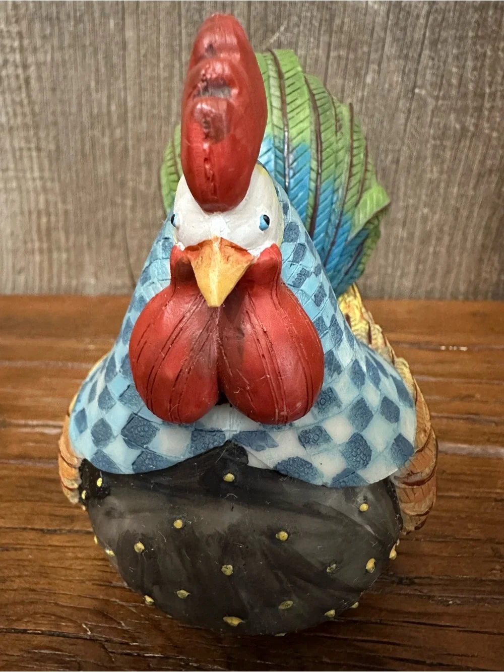 Rooster Folk Art Figurine in Hard Plastic Polyresin